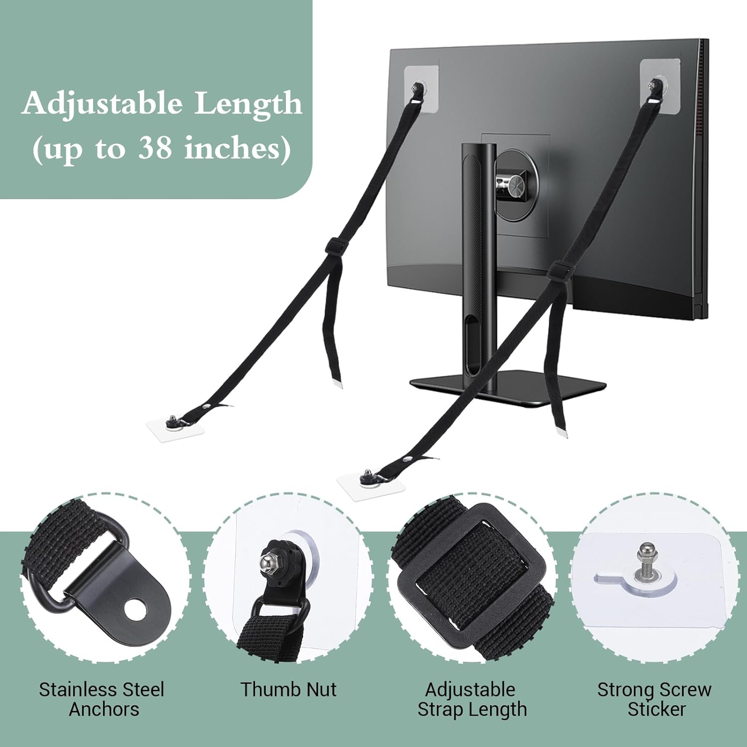 أحزمة أمان للتلفزيون قابلة للت - مراجعة Earthquake Anchor Strap وسعره